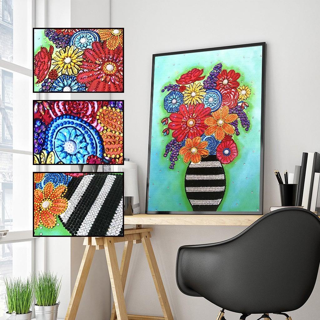 Crystal Rhinestone Diamond Painting Kit - Flowers on vase - Hibah-Diamond painting art studio