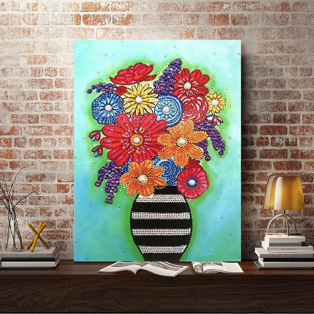 Crystal Rhinestone Diamond Painting Kit - Flowers on vase - Hibah-Diamond painting art studio