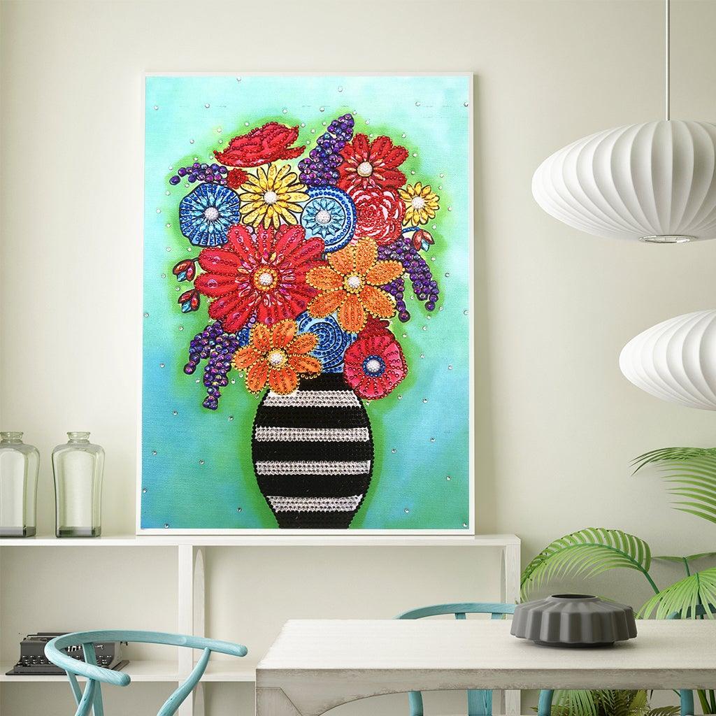 Crystal Rhinestone Diamond Painting Kit - Flowers on vase - Hibah-Diamond painting art studio