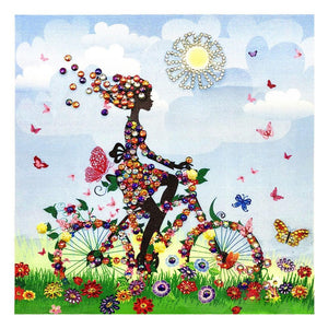 Crystal Rhinestone Diamond Painting Kit- Girl riding a bicycle - Hibah-Diamond painting art studio