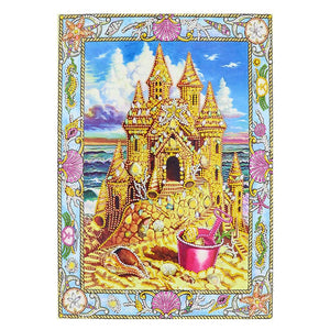Crystal Rhinestone Diamond Painting Kit -Gold Castle (16x20inch) - Hibah-Diamond painting art studio