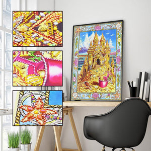Crystal Rhinestone Diamond Painting Kit -Gold Castle (16x20inch) - Hibah-Diamond painting art studio