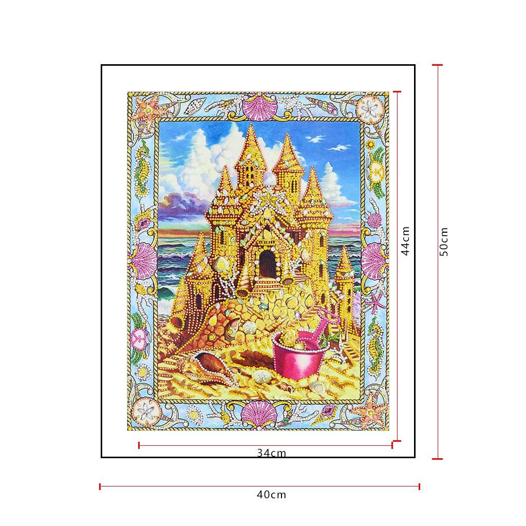Crystal Rhinestone Diamond Painting Kit -Gold Castle (16x20inch) - Hibah-Diamond painting art studio
