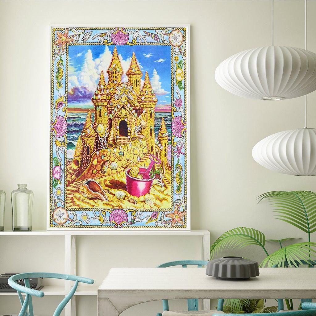 Crystal Rhinestone Diamond Painting Kit -Gold Castle (16x20inch) - Hibah-Diamond painting art studio