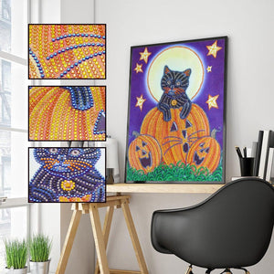Crystal Rhinestone Diamond Painting Kit - Halloween Pumpkin - Hibah-Diamond painting art studio