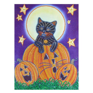 Crystal Rhinestone Diamond Painting Kit - Halloween Pumpkin - Hibah-Diamond painting art studio