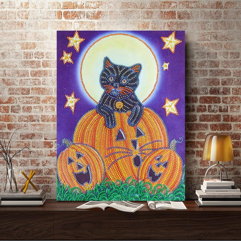 Crystal Rhinestone Diamond Painting Kit - Halloween Pumpkin - Hibah-Diamond painting art studio