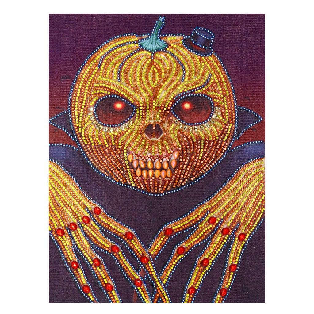 Crystal Rhinestone Diamond Painting Kit - Halloween Skull Pumpkin - Hibah-Diamond painting art studio