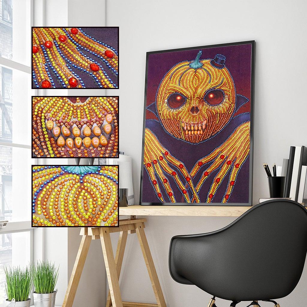 Crystal Rhinestone Diamond Painting Kit - Halloween Skull Pumpkin - Hibah-Diamond painting art studio