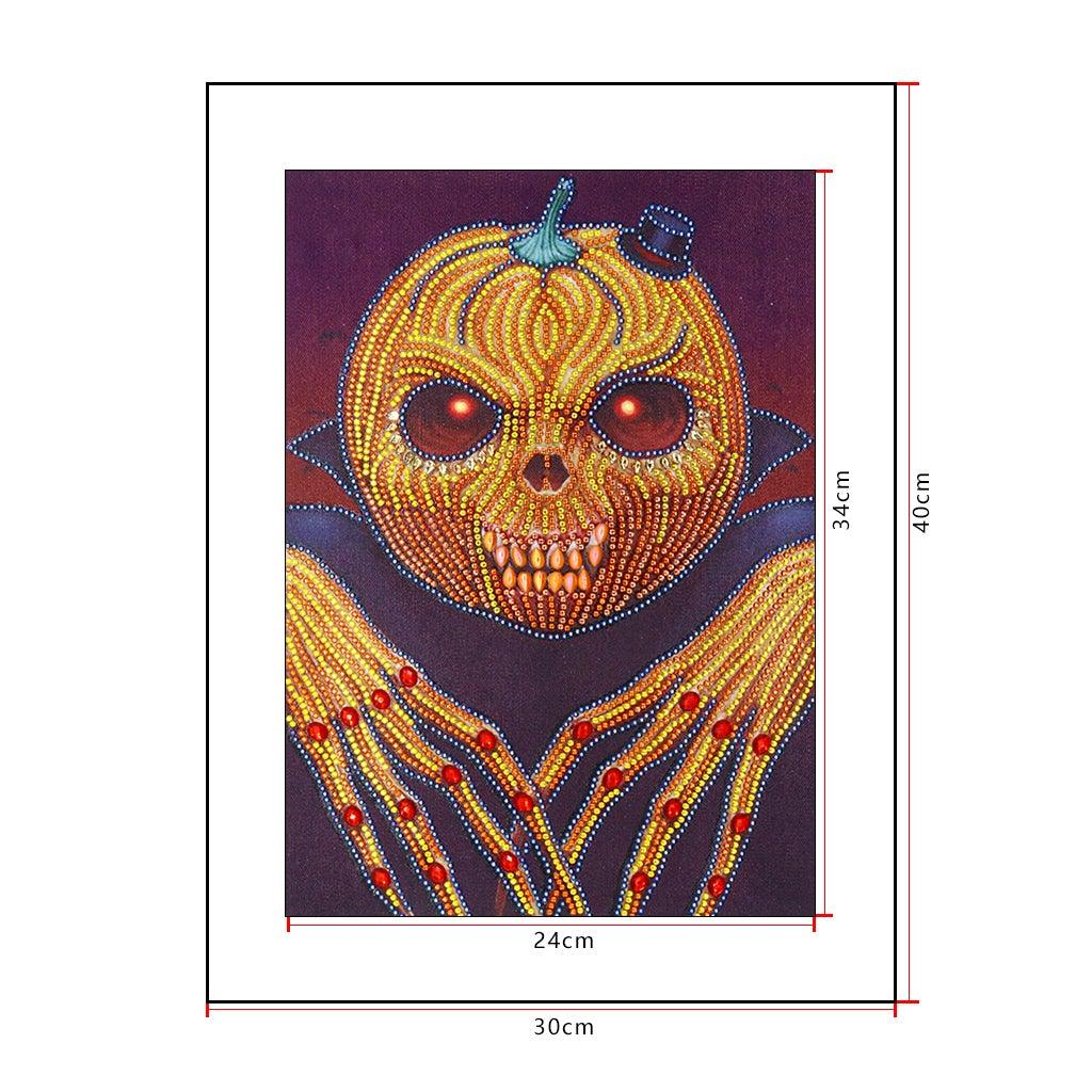 Crystal Rhinestone Diamond Painting Kit - Halloween Skull Pumpkin - Hibah-Diamond painting art studio