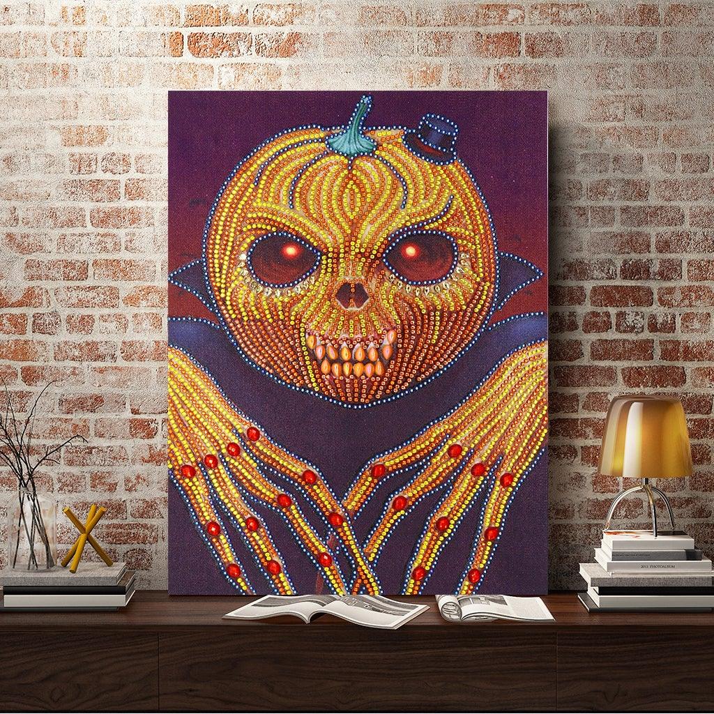 Crystal Rhinestone Diamond Painting Kit - Halloween Skull Pumpkin - Hibah-Diamond painting art studio