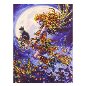 Crystal Rhinestone Diamond Painting Kit- Halloween Witch - Hibah-Diamond painting art studio
