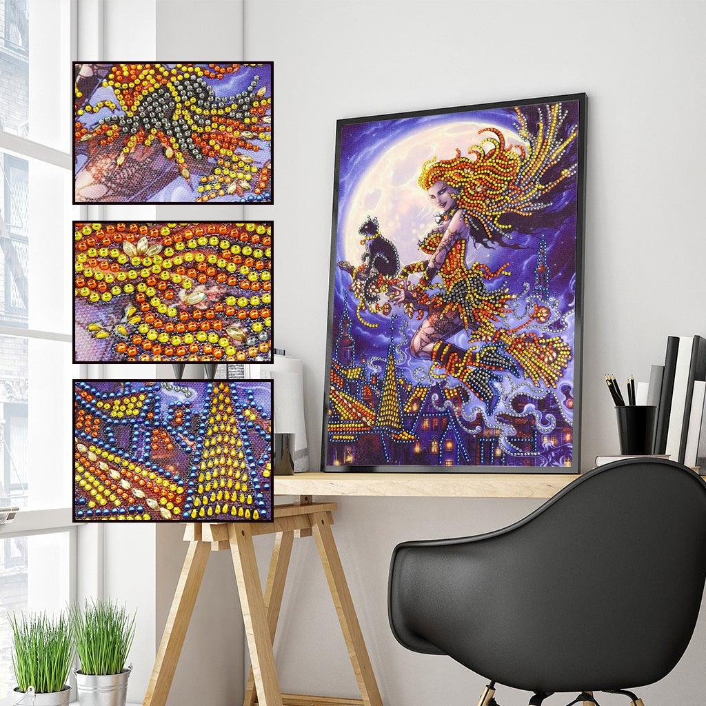 Crystal Rhinestone Diamond Painting Kit- Halloween Witch - Hibah-Diamond painting art studio