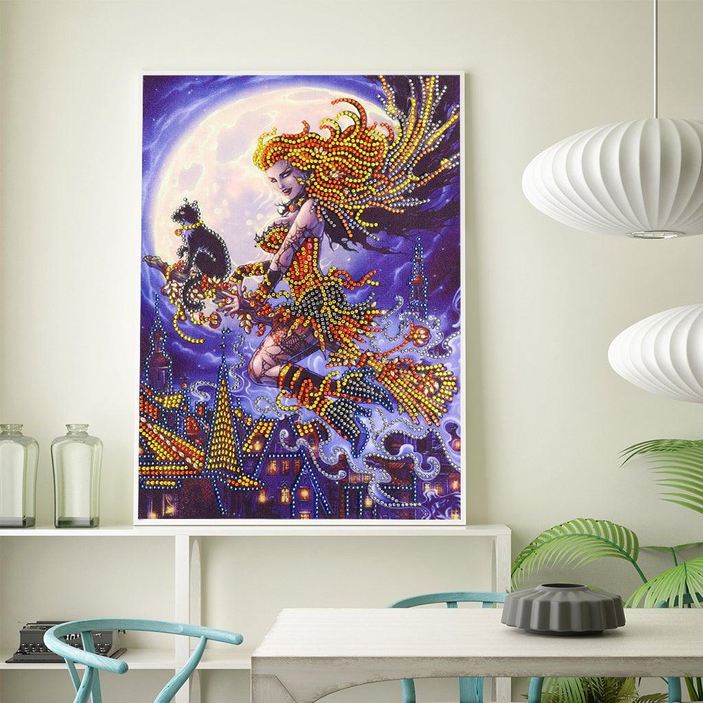 Crystal Rhinestone Diamond Painting Kit- Halloween Witch - Hibah-Diamond painting art studio
