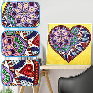 Crystal Rhinestone Diamond Painting Kit - heart mandala - Hibah-Diamond painting art studio