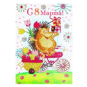 Crystal Rhinestone Diamond Painting Kit - Hedgehog gives gifts - Hibah-Diamond painting art studio