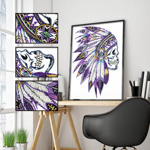Crystal Rhinestone Diamond Painting Kit - Indian Skull - Hibah-Diamond painting art studio