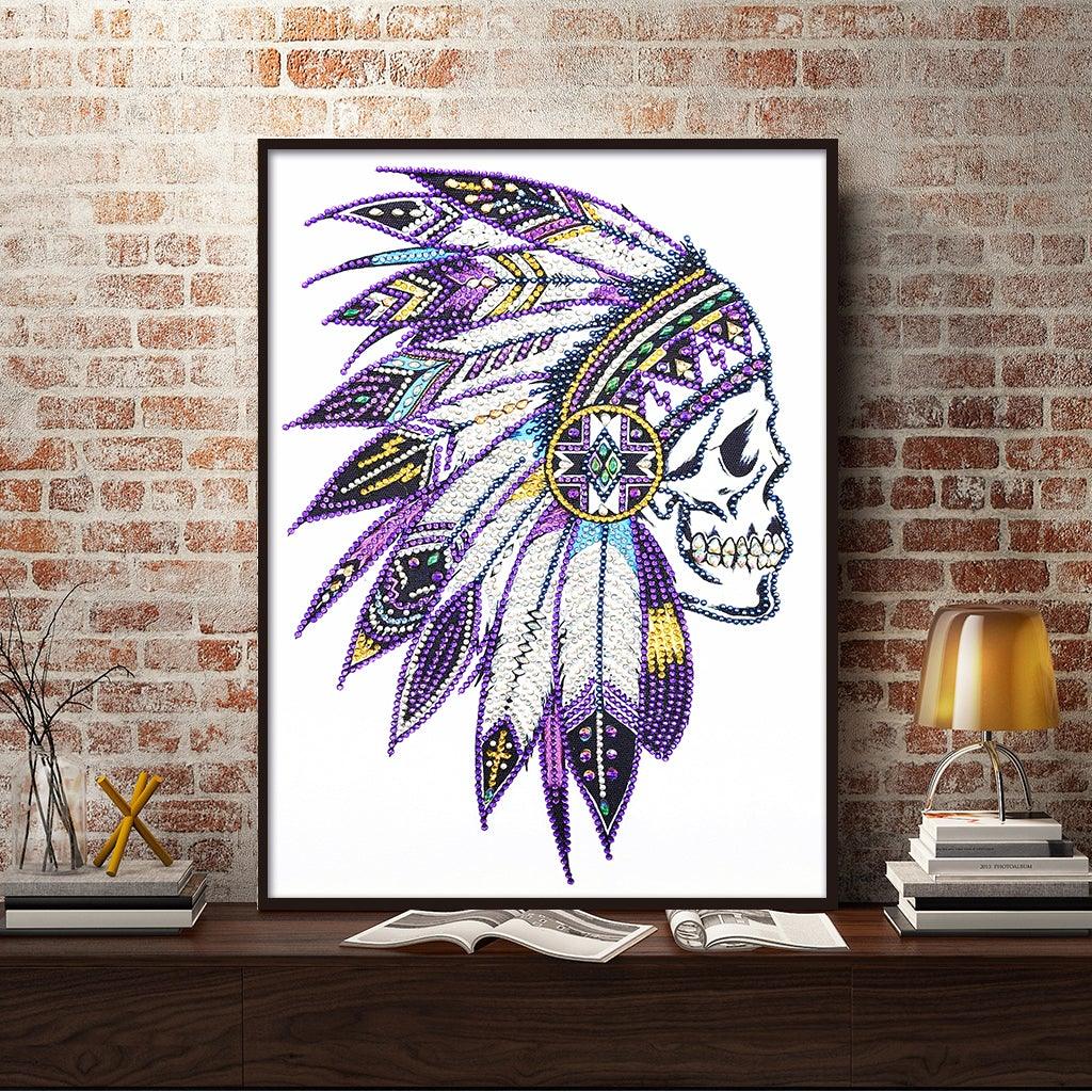 Crystal Rhinestone Diamond Painting Kit - Indian Skull - Hibah-Diamond painting art studio
