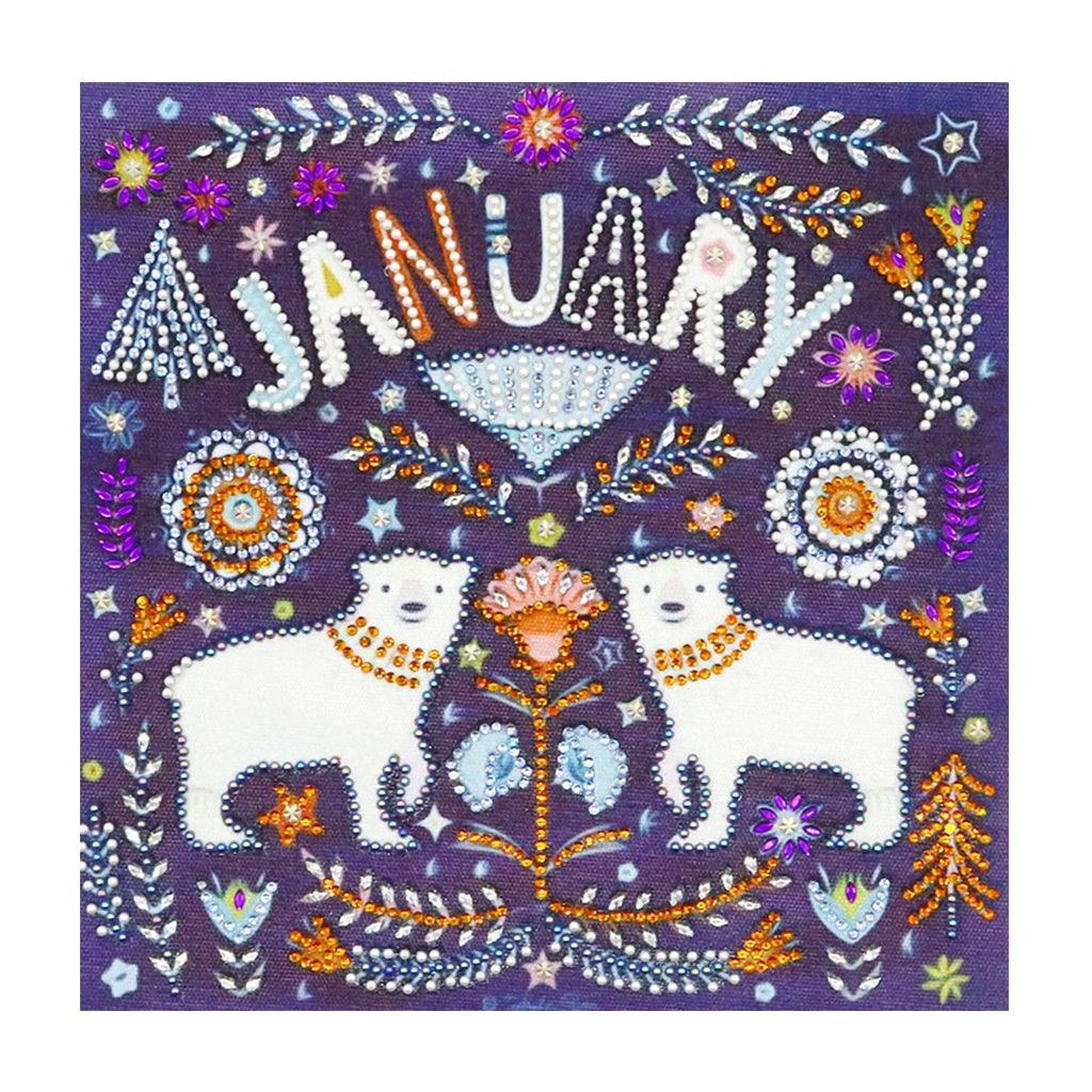 Crystal Rhinestone Diamond Painting Kit - January Polar bear - Hibah-Diamond painting art studio