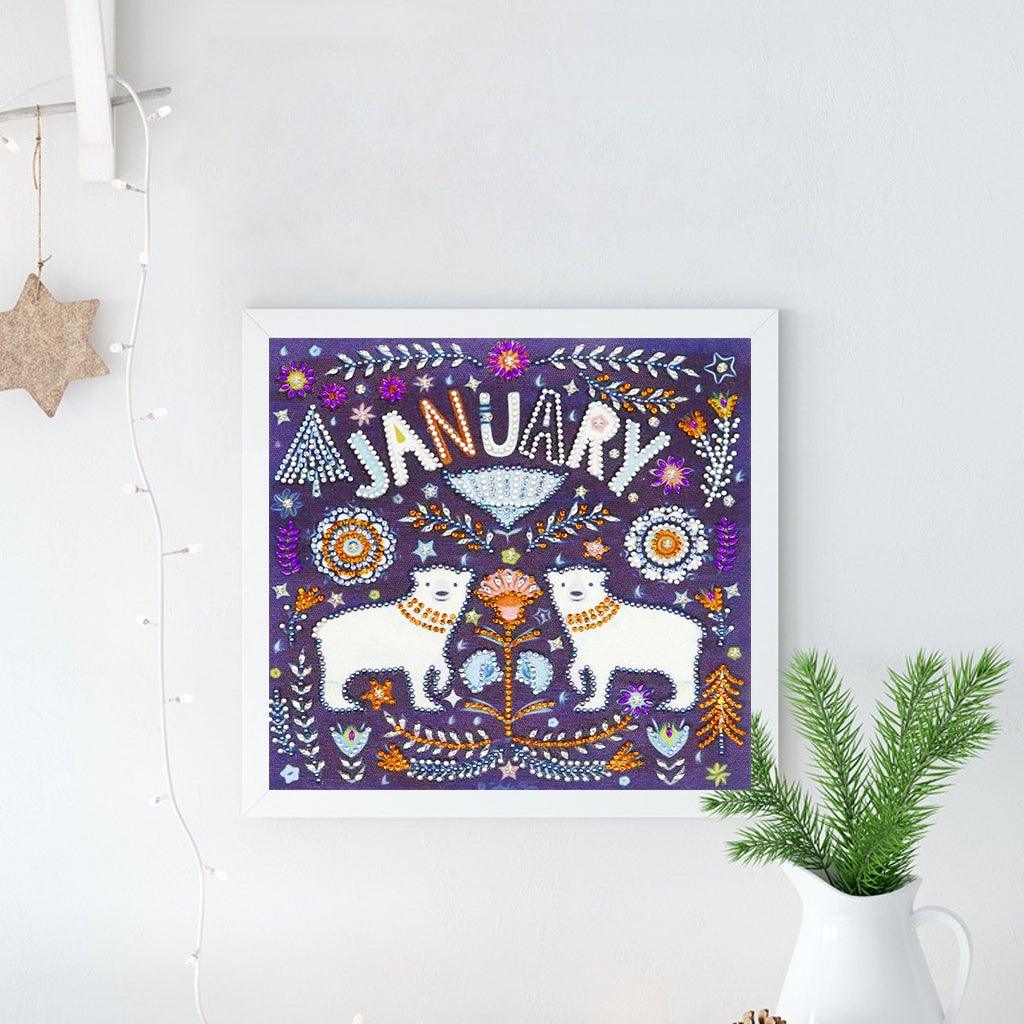 Crystal Rhinestone Diamond Painting Kit - January Polar bear - Hibah-Diamond painting art studio