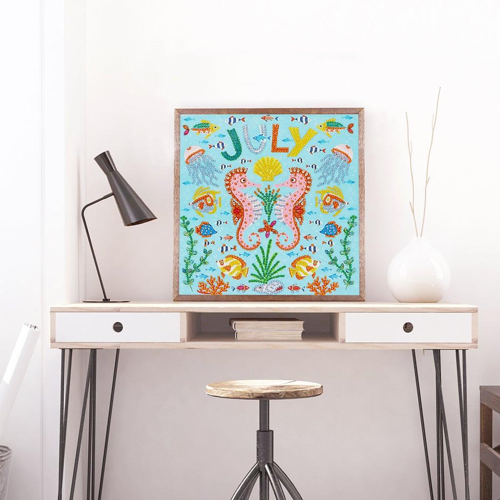 Crystal Rhinestone Diamond Painting Kit - July seahorse - Hibah-Diamond painting art studio