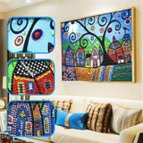 Crystal Rhinestone Diamond Painting Kit - Little houses under the big tree - Hibah-Diamond painting art studio