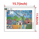 Crystal Rhinestone Diamond Painting Kit - Little houses under the big tree - Hibah-Diamond painting art studio