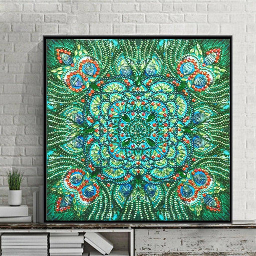 Crystal Rhinestone Diamond Painting Kit - Mandala Green - Hibah-Diamond?painting art studio