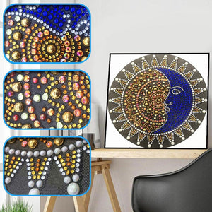 Crystal Rhinestone Diamond Painting Kit - Mandala sun and moon - Hibah-Diamond painting art studio