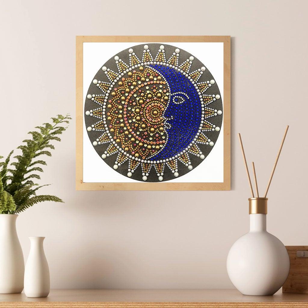 Crystal Rhinestone Diamond Painting Kit - Mandala sun and moon - Hibah-Diamond painting art studio
