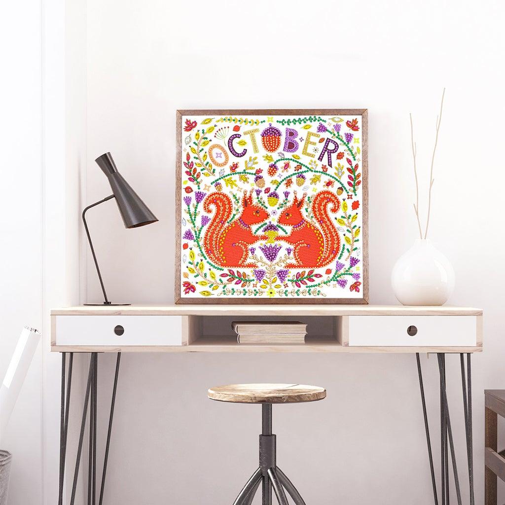 Crystal Rhinestone Diamond Painting Kit - October Squirrel - Hibah-Diamond?painting art studio