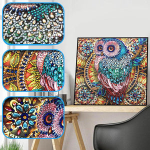 Crystal Rhinestone Diamond Painting Kit - Owl - Hibah-Diamond painting art studio