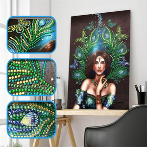 Crystal Rhinestone Diamond Painting Kit - Peacock Dress Beauty - Hibah-Diamond painting art studio