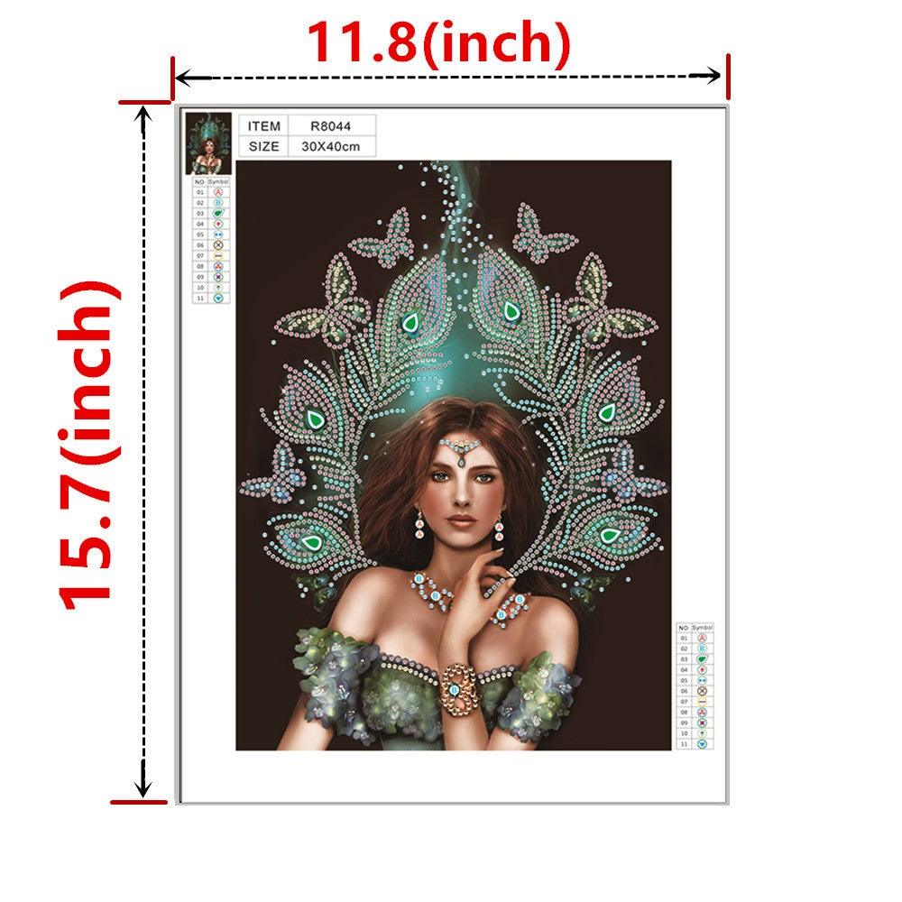 Crystal Rhinestone Diamond Painting Kit - Peacock Dress Beauty - Hibah-Diamond painting art studio