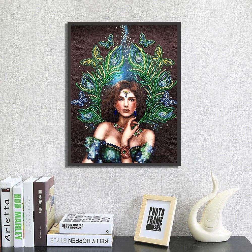 Crystal Rhinestone Diamond Painting Kit - Peacock Dress Beauty - Hibah-Diamond painting art studio