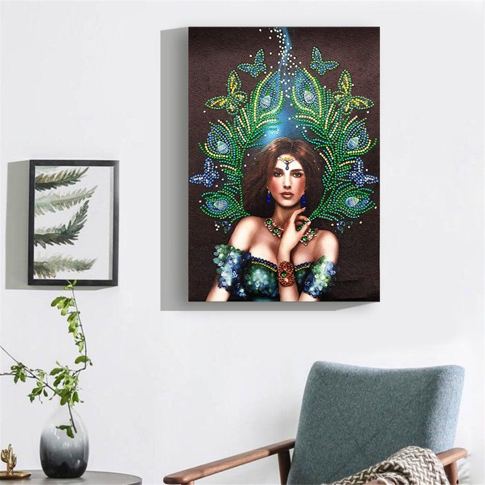 Crystal Rhinestone Diamond Painting Kit - Peacock Dress Beauty - Hibah-Diamond painting art studio