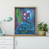 Crystal Rhinestone Diamond Painting Kit - Peacock Dress Girl - Hibah-Diamond painting art studio