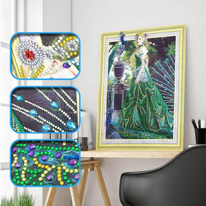 Crystal Rhinestone Diamond Painting Kit - Peacock girl (16x20inch) - Hibah-Diamond?painting art studio