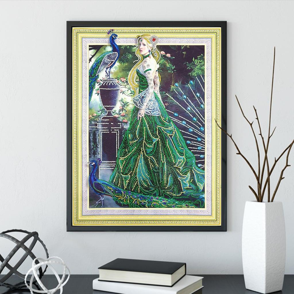 Crystal Rhinestone Diamond Painting Kit - Peacock girl (16x20inch) - Hibah-Diamond?painting art studio