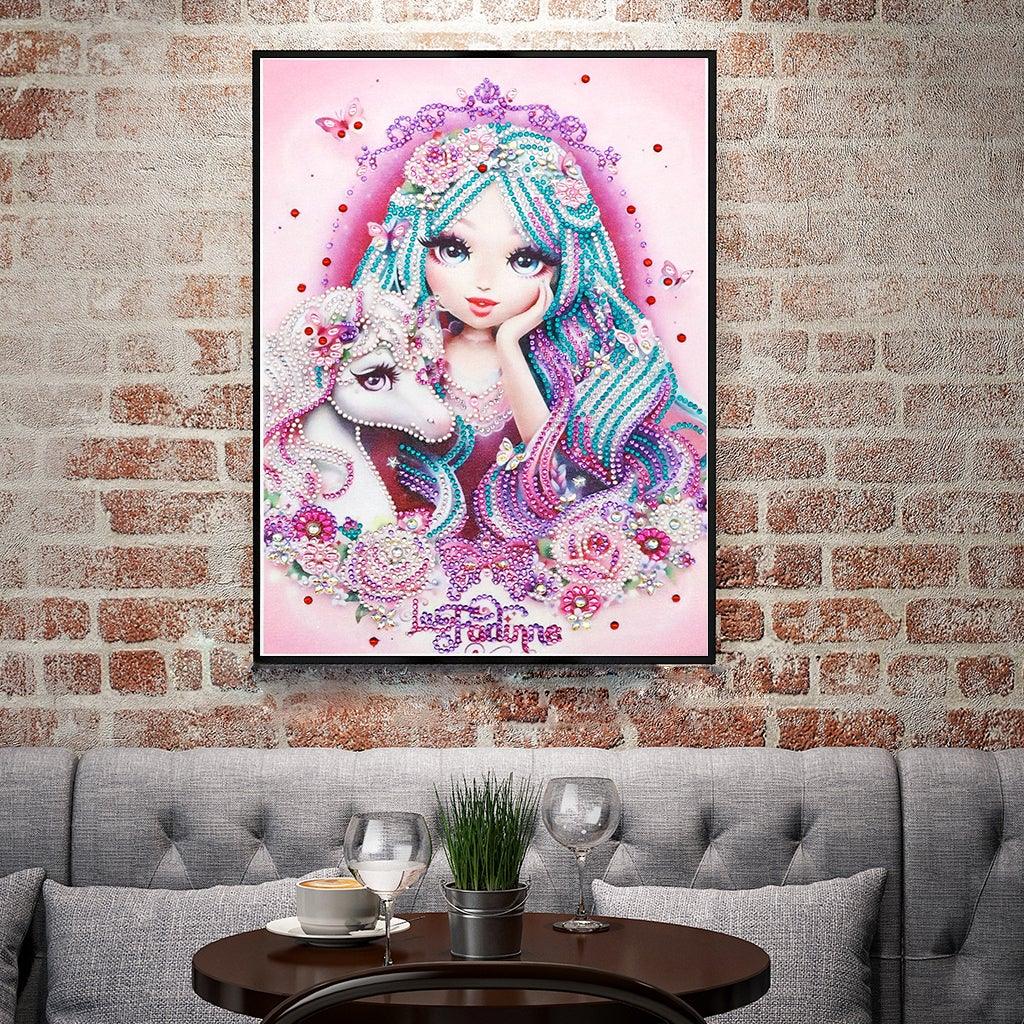 Crystal Rhinestone Diamond Painting Kit | Pretty girl and unicorn - Hibah-Diamond?painting art studio