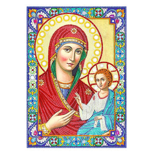 Crystal Rhinestone diamond painting kit - religious figures Virgin and Jesus - Hibah-Diamond painting art studio