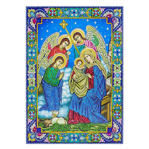 Crystal Rhinestone diamond painting kit | religious figures Virgin and Jesus - Hibah-Diamond painting art studio