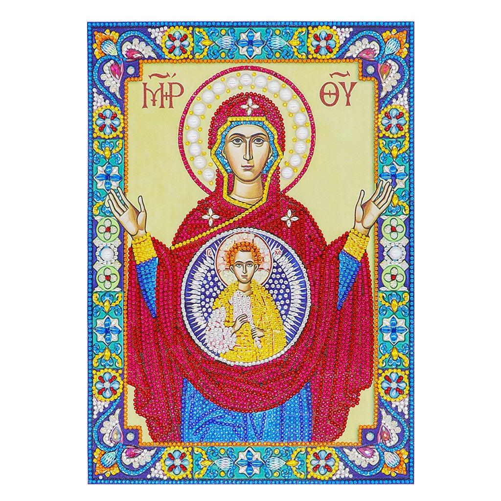 Crystal Rhinestone diamond painting kit - religious figures Virgin and Jesus - Hibah-Diamond painting art studio