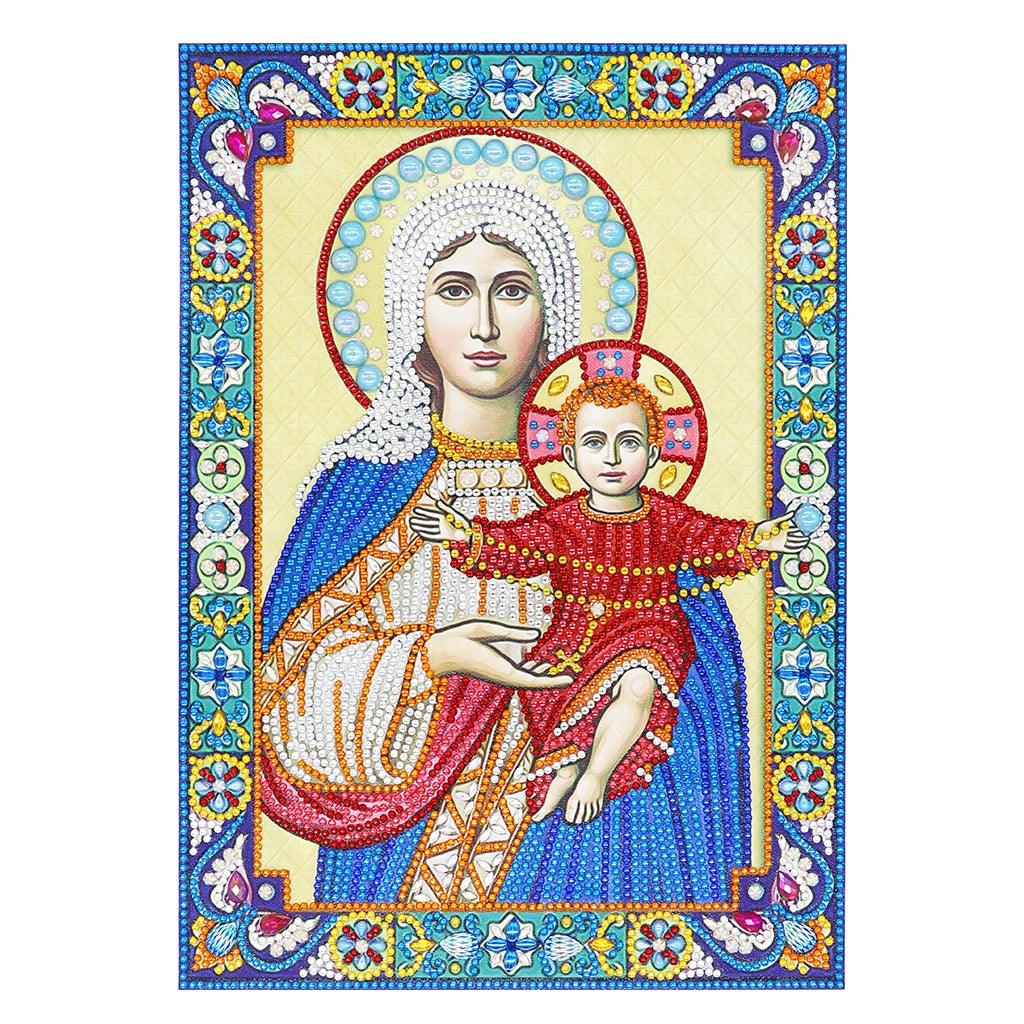 Crystal Rhinestone diamond painting kit - religious figures Virgin and Jesus - Hibah-Diamond painting art studio