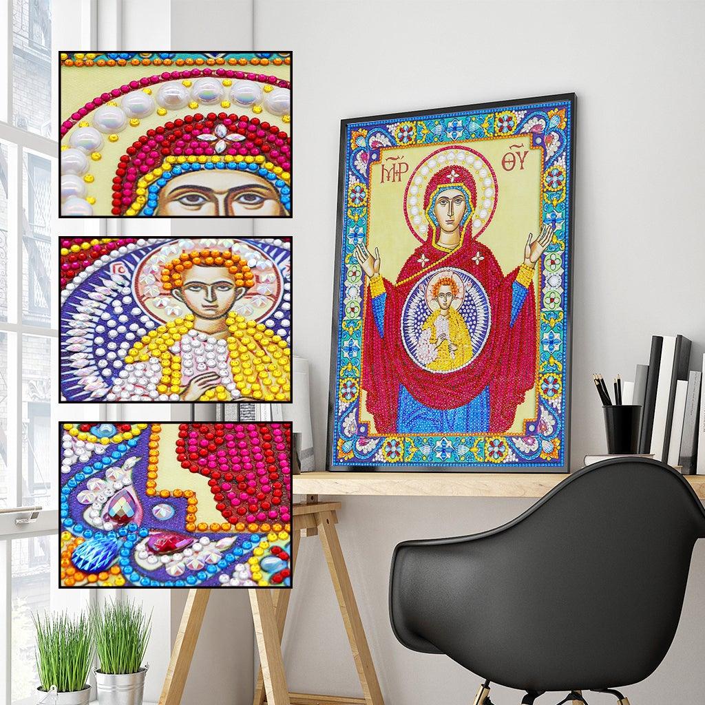 Crystal Rhinestone diamond painting kit - religious figures Virgin and Jesus - Hibah-Diamond painting art studio