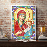 Crystal Rhinestone diamond painting kit - religious figures Virgin and Jesus - Hibah-Diamond painting art studio