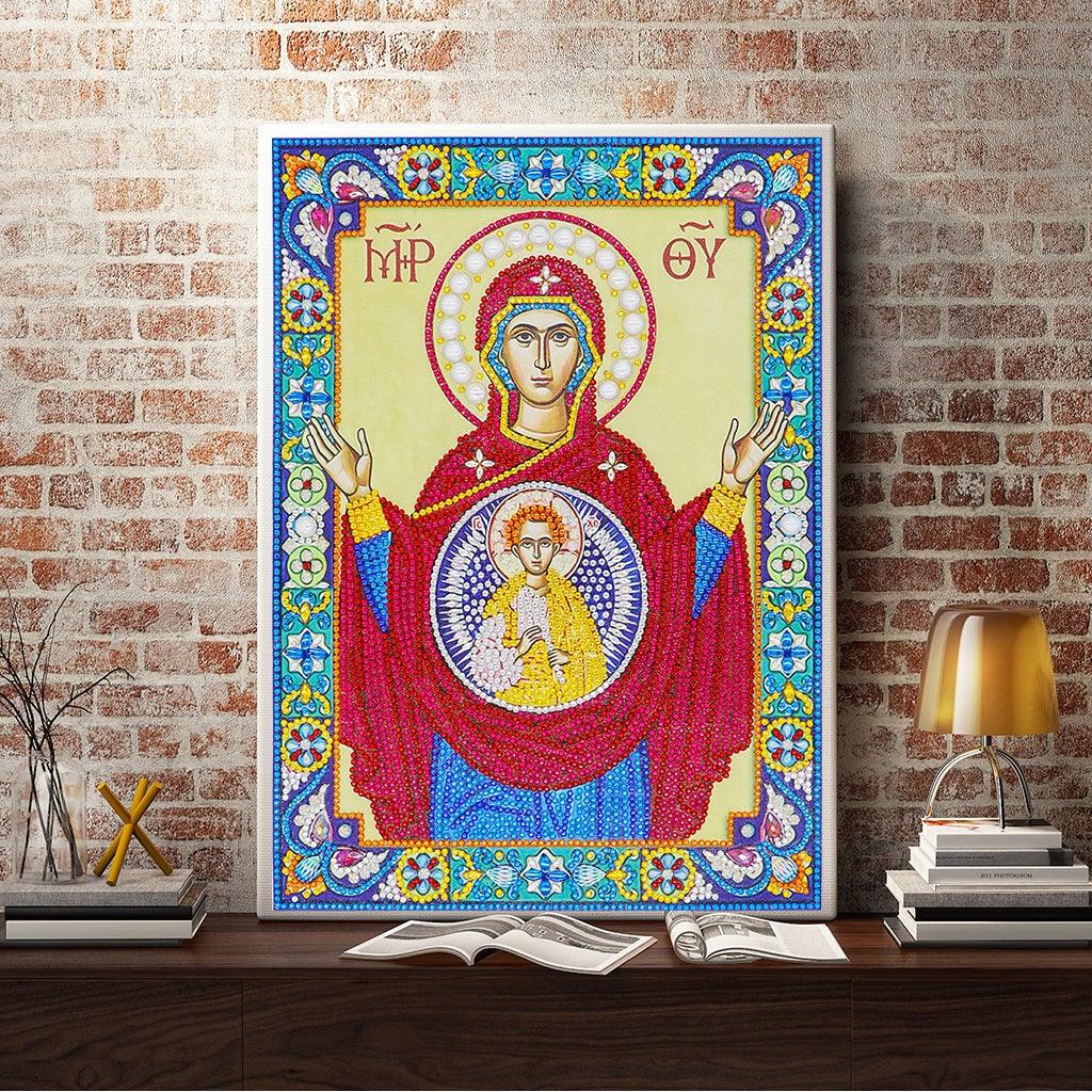 Crystal Rhinestone diamond painting kit - religious figures Virgin and Jesus - Hibah-Diamond painting art studio