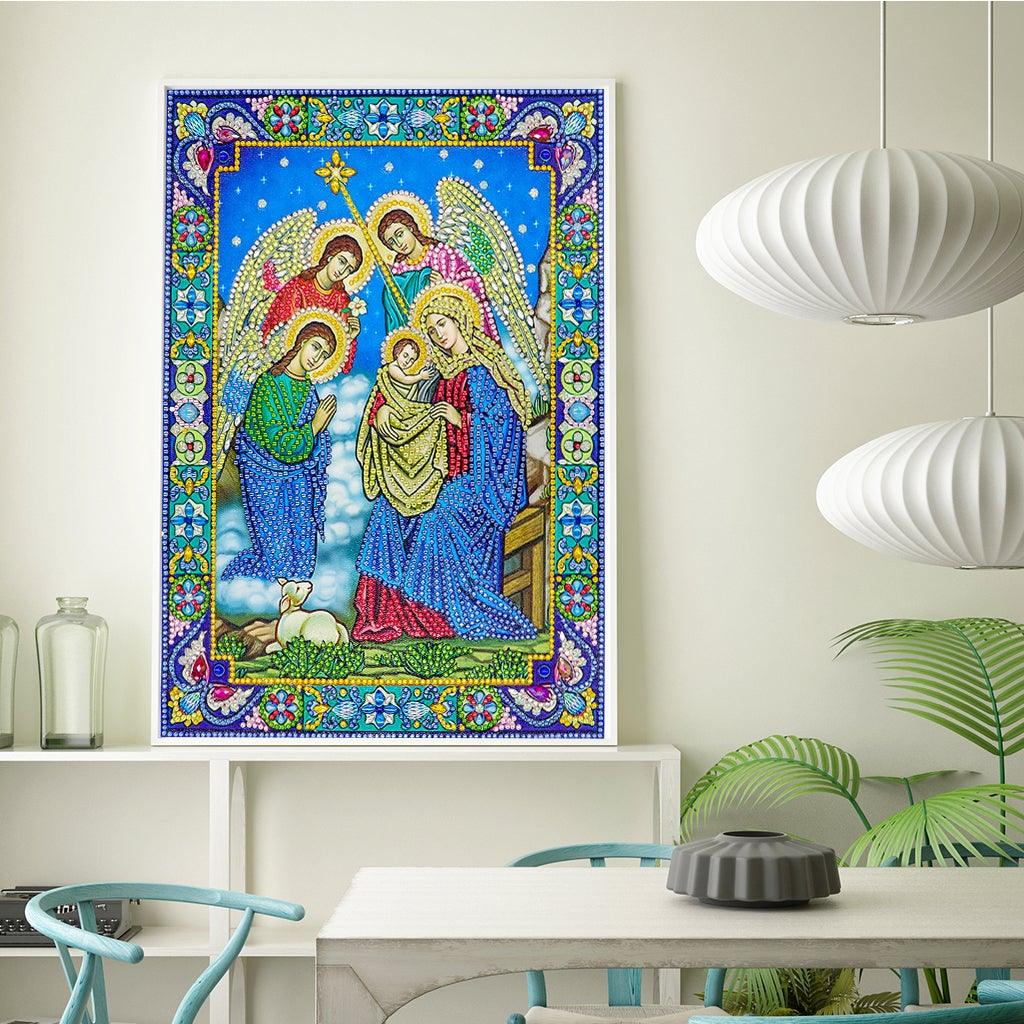 Crystal Rhinestone diamond painting kit | religious figures Virgin and Jesus - Hibah-Diamond painting art studio