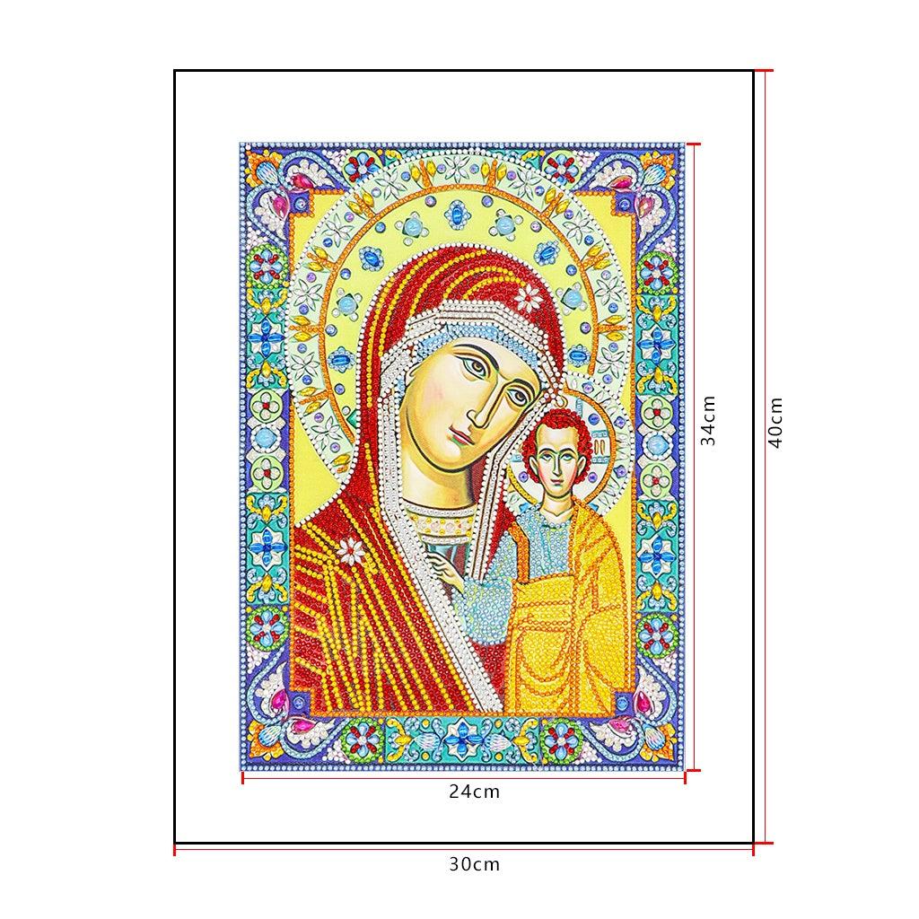 Crystal Rhinestone diamond painting kit | religious figures Virgin and Jesus - Hibah-Diamond painting art studio