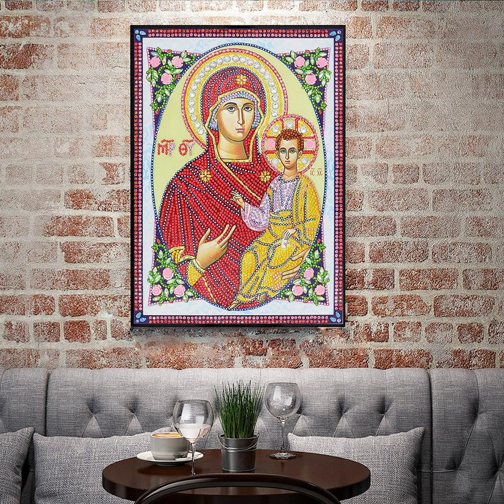 Crystal Rhinestone Diamond Painting Kit - Religious Madonna and Jesus - Hibah-Diamond painting art studio